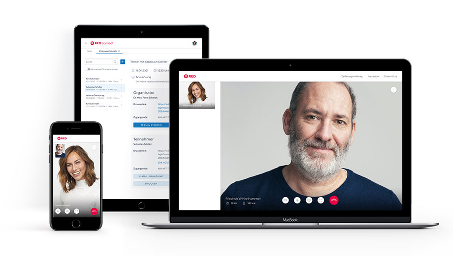 Kostenlose_Videosprechstunde_RED_connect_Telemedizin_Arzt_Videokonsultation Die Videosprechstunde von RED ist zertifiziert sicher - und dauerhaft kostenlos.